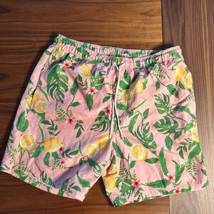 Old Navy Pink Leaf Print Swim Shorts